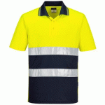 LOT DE 2 - PORTWEST S175 POLO CONTRASTÉ LÉGER HAUTE VISIBILITÉ M/C JAUNE/MARINE - TAILLE XXL