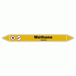 LOT DE 5 - MARQUEUR DE TUYAUTERIE - MÉTHANE - NFX 08-105 - VINYLE LAMINÉ 450 X 52 MM