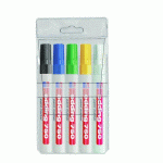 MARQUEUR PERMANENT EDDING 750 POINTE OGIVE DE 2 À 4 MM - POCHETTE DE 5 COULEURS ASSORTIES