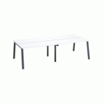 PÔLE DE 4 BUREAUX ECLA BLANC L 140 X P 60 CM PIÈTEMENT MÉTAL FINITION ANTHRACITE