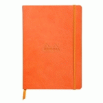 RHODIARAMA CARNET SOUPLE A5 160 PAGES DOT PAPIER IVOIRE 90G FERMETURE ÉLASTIQUE - TANGERINE - LOT DE 2