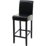 JAMAIS UTILISÉ] TABOURET DE BAR HHG 525, TABOURET DE COMPTOIR, BOIS BRUN, PIEDS FONCÉS, CUIR - BLACK