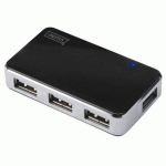 MINI HUB USB 2.0, 4 PORTS, ARGENTÉ, AVEC BLOC D'ALI.