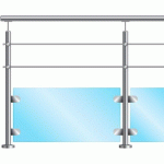 POTEAU ROND 90°-FIXATION À LA FRANÇAISE-2 BARRES-INOX304 DESIGN PRODUCTION