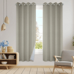 RIDEAUX OCCULTANTS D'ISOLATION THERMIQUE OPAQUES AVEC OEILLETS POUR CHAMBRE À COUCHER, SALON, BUREAU, 140 X 245 CM, COUPURE ÉLECTRIQUE BEIGE, 2