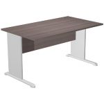BUREAU DROIT PRONTO TENDANCE - L.140 X P.80 CM - PLATEAU CENDRE - PIEDS L ALUMINIUM
