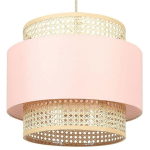 LAMPE À SUSPENSION LUMIÈRE DOUCE ABAT-JOUR EN COTON ROTIN NATUREL ET ROSE YUMURI - NATUREL