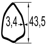 TUBE TRIANGULAIRE LG.1,5M. DIM.43,5X3,4 TCM