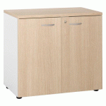 ARMOIRE BASSE HAUTEUR BUREAU PORTES BATTANTES CHÊNE CLAIR H 75,5 X L 80 X P 45 CM SQUADRA