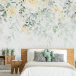 ARTGEIST - PAPIER PEINT CASCADE DE ROSES SECONDE VARIANTE - 150 X 105 CM - JAUNE ET BLANC