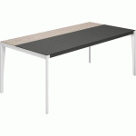 BUREAU X9 ET INSERT EN CUIR GRIS ANTHRACITE 221X101X75 - QUADRIFOGLIO