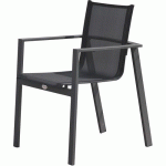 FAUTEUIL JARDIN EMPILABLE MIAMI EN TEXTILÈNE NOIR+ GRIS ANTHRACITE - DCBGARDEN