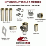 KIT CONDUIT ISOLE EN EXTERIEUR - 3 MÈTRES 130 - INOX