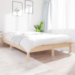 LIT ADULTE SCANDINAVE LIT GRAND CADRE DE LIT 140X200 CM BOIS DE PIN MASSIF FR59625