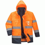 PORTWEST S162 PARKA HAUTE VISIBILITÉ 3 EN 1 ORANGE/MARINE - TAILLE S