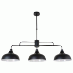 SUSPENSION LINCOLN 3 LUMIÈRES STYLE INDUSTRIEL EN MÉTAL NOIR. - MANUTAN COLLECTIVITÉS