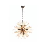 LUMINAIRE CENTER - SUSPENSION 10 AMPOULES OR CHAMPAGNE,BRUN OXYDÉ - OR