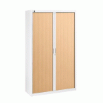 ARMOIRE À RIDEAUX BLANC/HÊTRE DÉMONTABLES BRUNEAU H 200 X L 120 CM