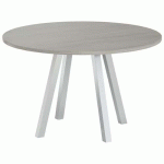 TABLE RÉUNION EVAN Ø 120 CM PIED ALU PLATEAU CHÊNE GRIS - MBA