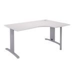 BUREAU COMPACT RETOUR À DROITE IMEDIA - L. 160 X P. 110 CM - PLATEAU BLANC - PIEDS ALUMINIUM