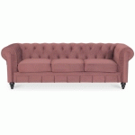 CANAPE CHESTERFIELD VELOURS 3 PLACES ALTESSE VIEUX ROSE - ROSE