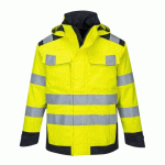 PORTWEST MV70 PARKA PLUIE MODAFLAME HV JAUNE/MARINE - TAILLE XXXL