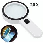 LOUPE DE LECTURE AVEC 12 LUMIÈRES LED, DOUBLE LENTILLE EN VERRE AVEC GROSSISSEMENT 30 X. POUR