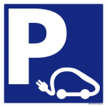 SIGNALETIQUE.BIZ FRANCE - PANNEAU PARKING BORNE CHARGEMENT VOITURE ÉLECTRIQUE. STICKER PARKING VOITURE ÉLECTRIQUE CHARGEMENT, PVC, ALU - PLASTIQUE