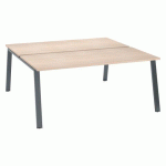 PÔLE 2 BUREAUX ECLA CHÊNE CLAIR L 180 X P 80 CM PIÈTEMENT MÉTAL FINITION ANTHRACITE