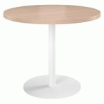 TABLE DE RÉUNION RONDE CHÊNE CLAIR Ø 100 CM - PIÉTEMENT BLANC - ARCH