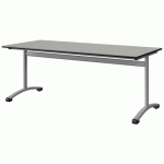 TABLE MALIBU 180X80 T5 DL ST ISOSON GRIS 1400/NOIR GRIS 9006