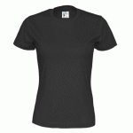 COTTOVER T-SHIRT COL ROND FEMME - CERTIFIÉ GOTS NOIR - TAILLE XS