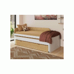 LIT BANQUETTE GIGOGNE AVEC TIROIR LUDLOW  BOIS ET BLANC 90X200 CM