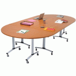 PACK AXE STRATIFIÉ 2 TABLES 160X68+2 DEMI-LUNE 160X80 HÊTRE/ANTHRACITE - MANUTAN EXPERT