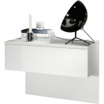 VLADON - TABLE DE NUIT SLEEP, TABLE DE NUIT AVEC TIROIR POUR MONTAGE MURAL, BLANC MAT - FAÇADES EN BLANC MAT SANS ÉCLAIRAGE LED - FAÇADES EN BLANC