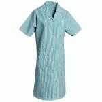 BLOUSE PROFESSIONNELLE FEMME VERT ET BLANC EN POLYCOTON, MANCHES COURTES, TAILLE 52/54