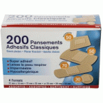 PANSEMENTS ADHÉSIFS ASSORTIS - 4 FORMATS - BOÎTE DE 200 ESCULAPE