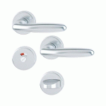 POIGNÉES DE PORTE SUR ROSACES RONDES VERONA -ALUMINIUM FINITION ARGENT - CONDAMNATION AVEC VOYANT HOPPE