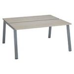PÔLE DE 2 BUREAUX DROITS CHÊNE GRIS L 160 X P 60 CM, PIÉTEMENT MÉTAL ALUMINIUM - ARCH