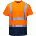 T-SHIRT BICOLORE À MANCHES COURTES S378 BLEU/ORANGE XL - PORTWEST