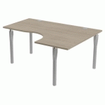 BUREAU NOGA COMPACT DROITE 160 X 120 CM CHÊNE GRIS ALU
