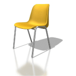 CHAISE COLLECTIVITÉ COQUE UNIVERSELLE - POLYPROPYLÈNE - JAUNE - PIEDS MÉTAL CHROMÉ - LOT DE 6