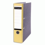 CLASSEUR A LEVIER PERGAMY - EN CARTON GRIS INTERIEUR/EXTERIEUR MARBRE - DOS 8 CM - A4 - DOS JAUNE