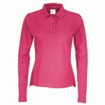 COTTOVER POLO PIQUE MANCHES LONGUES FEMME - CERTIFIÉ GOTS CERISE - TAILLE XXL