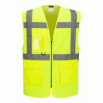 LOT DE 4 - PORTWEST ES376 ES1 ESSENTIAL GILET EXÉCUTIF EN MAILLE HAUTE VISIBILITÉ JAUNE - TAILLE 5XL