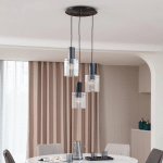 LUCANDE SUSPENSION EIRIAN, Ø 40 CM, 3 LAMPES, NOIR, VERRE