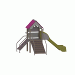 STRUCTURE FRIPOUNETTE BABY-GRIMPE - BOIS - SCELL - INOX - GRIS/PRUNE-WIKI CAT - MANUTAN COLLECTIVITÉS