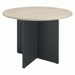 TABLE RONDE DIAMÈTRE 100 CM PLATEAU CHÊNE GRIS PIEDS CROIX ANTHRACITE EXCELLENS