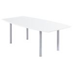 TABLE TONNEAU ACTUAL L. 200 X 100 CM - PLATEAU BLANC - PIED TUBULAIRE ALUMINIUM