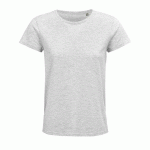 TEE-SHIRT PERSONNALISABLE FEMME COTON ORGANIQUE BIO JERSEY 150 BLANC CHINÉ